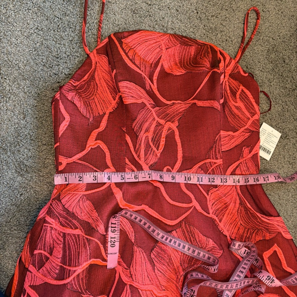 Amsale New Italian Fluorescent Floral Jacquard Gown In Coral Black Size 14 - Picture 11 of 16